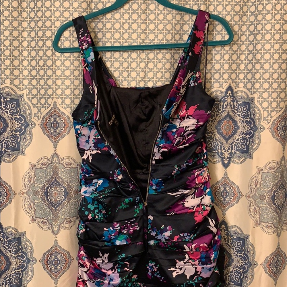 Navy Floral Express Mini Dress Size 8 - Picture 6 of 8